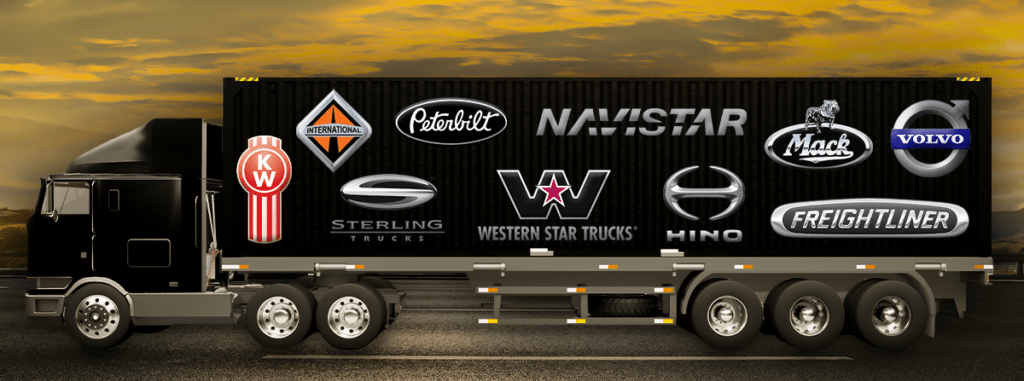truck with vehicle logos